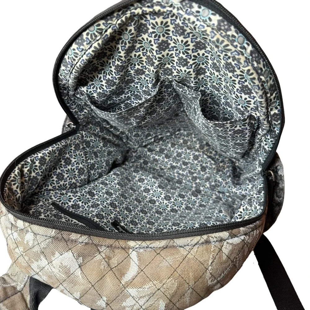 Vera Bradley Cloud Gray Paisley Print Quilted Fabric Backpack - Picture 6 of 7